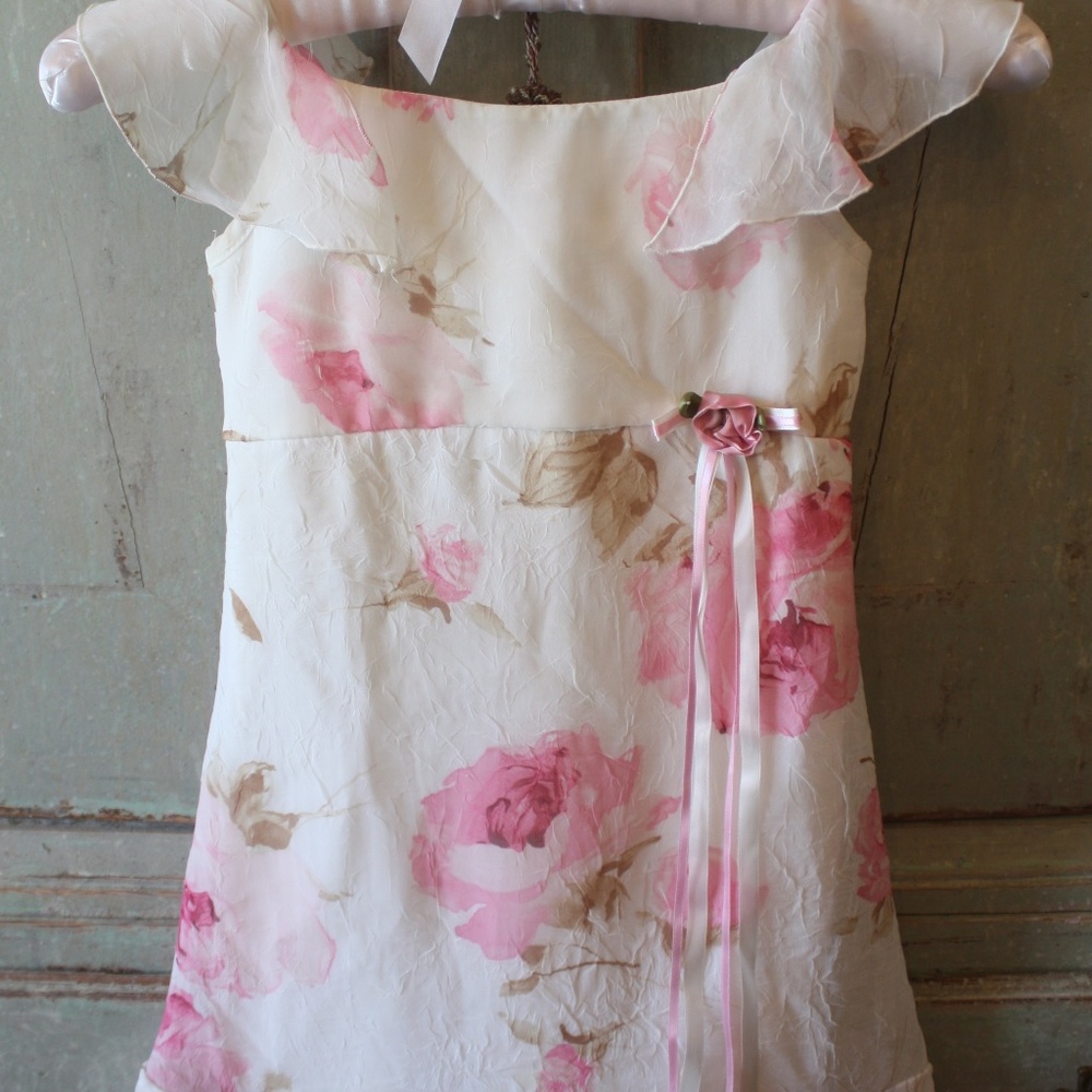 Biscotti Pink Roses Girl's Size 5 Dress NWOT